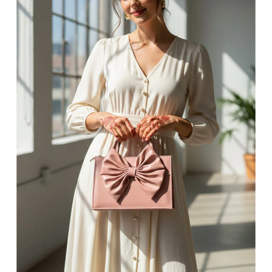 Bow Handbag - Tea Pink