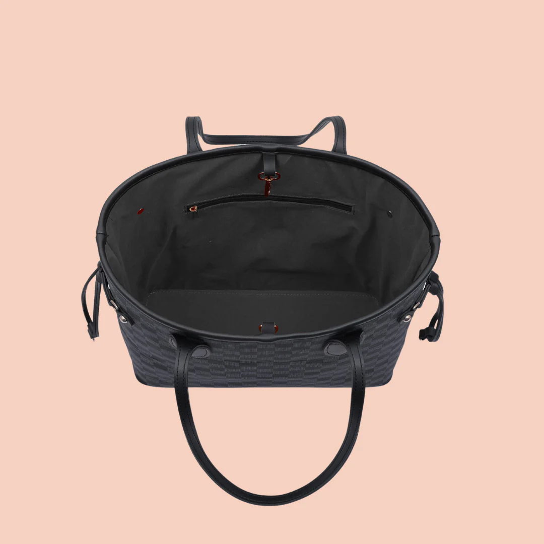 Duo Checkered Tote - Black