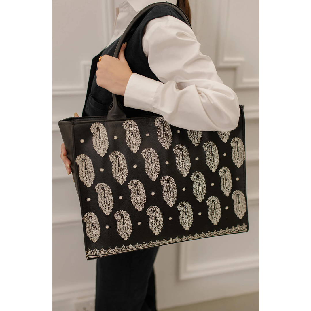 Embroidery Tote - Black