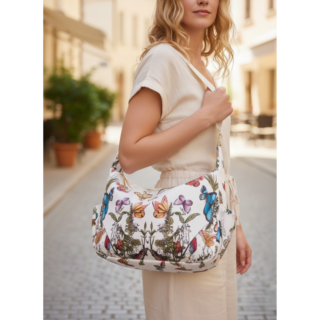 Hobo Butterly Bloom Handbag - White