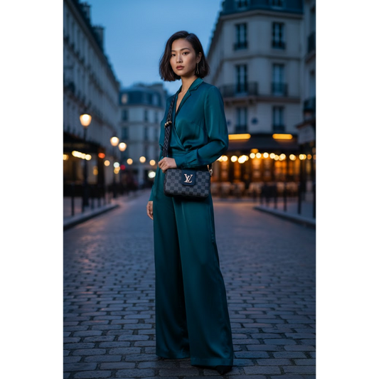 LV Checkered Crossbody Bag - Black