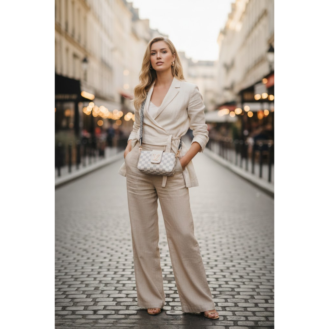 LV Checkered Crossbody Bag - White