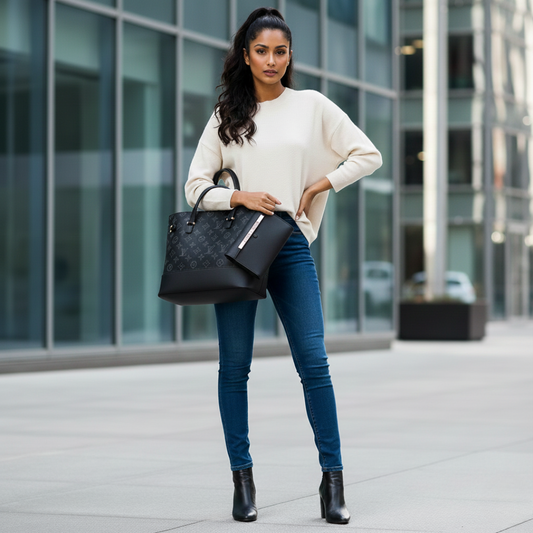 LV Tote + Pouch - Black