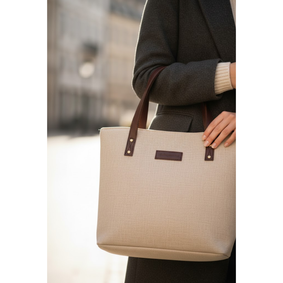 Luxe Grace Tote Bag - Beige