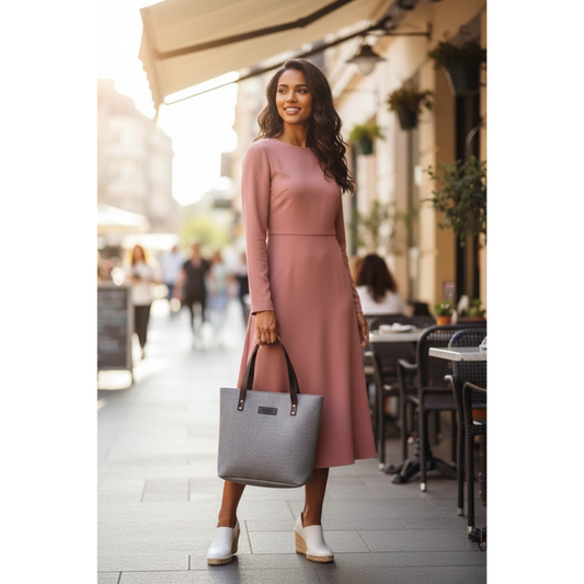 Luxe Grace Tote Bag - Grey