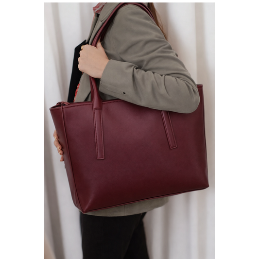 Matte Slim Strap Tote - Maroon