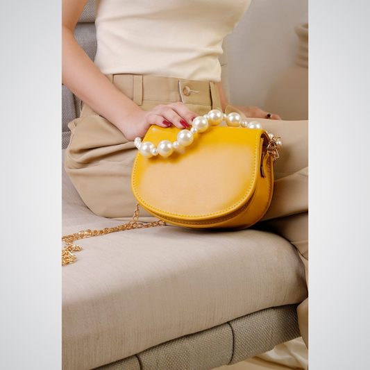 Midnight Pearl Handbag - Mustard