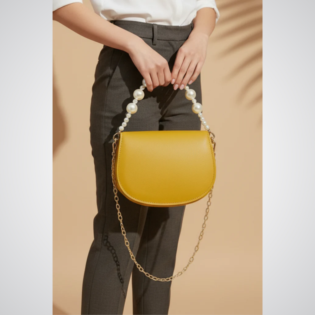 Midnight Pearl Handbag - Mustard