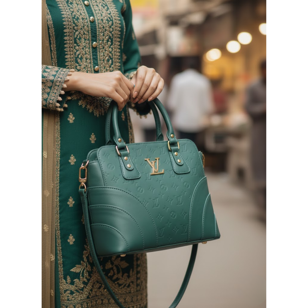 Pebbled Top-Handle Bag - Teal Green