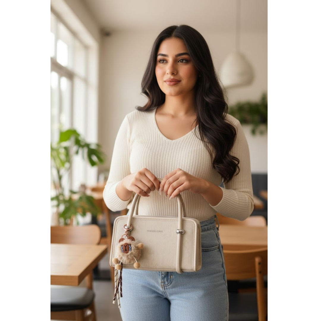 Premium Textured Handbag - Beige