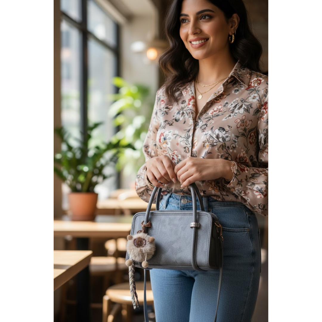 Premium Textured Handbag - Grey