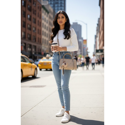 Premium Textured Handbag - Light Brown