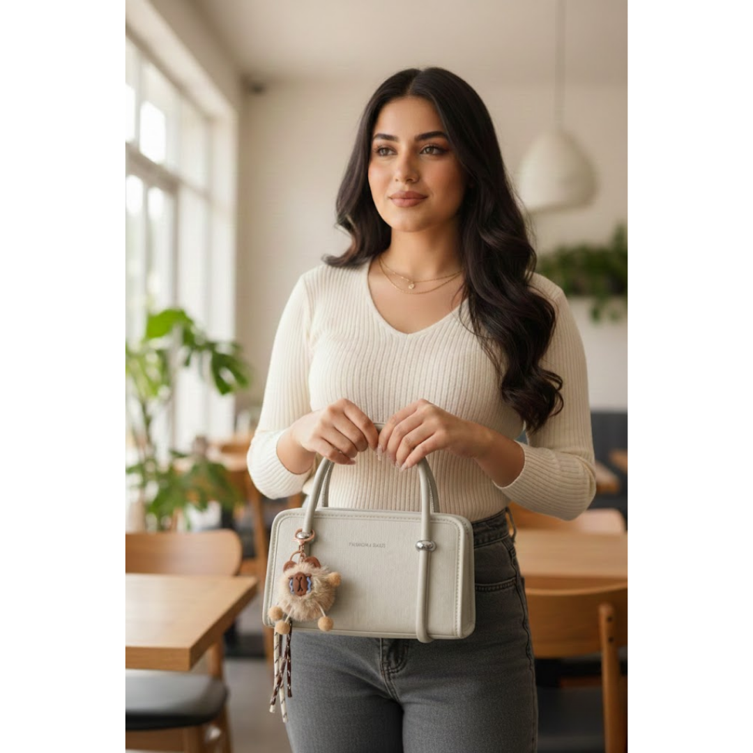 Premium Textured Handbag - White