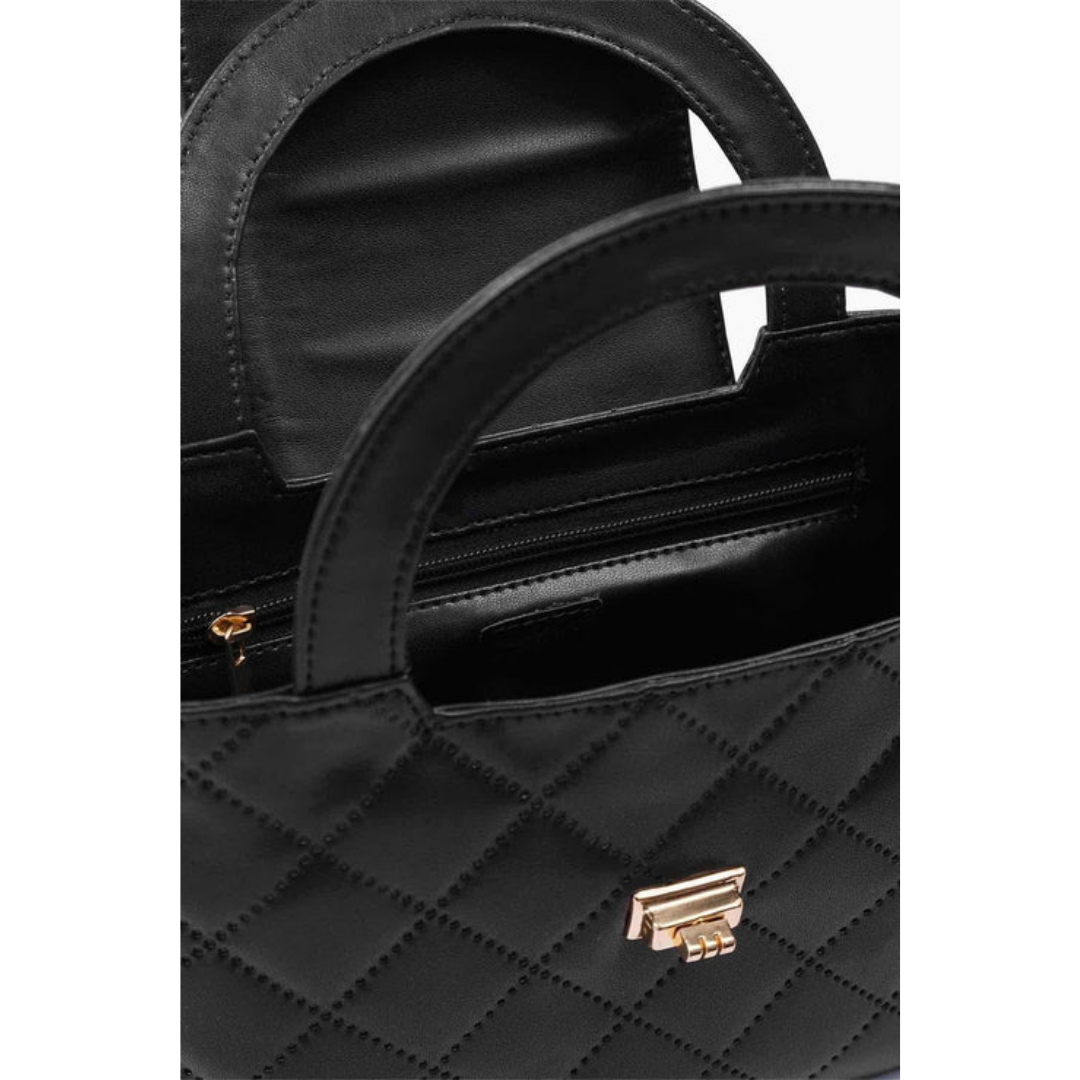 Quilted Mini Top-Handle Bag - Black