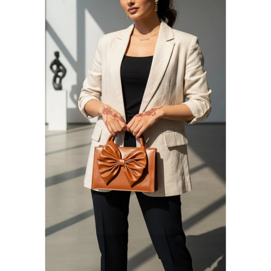 Bow Handbag - Brown