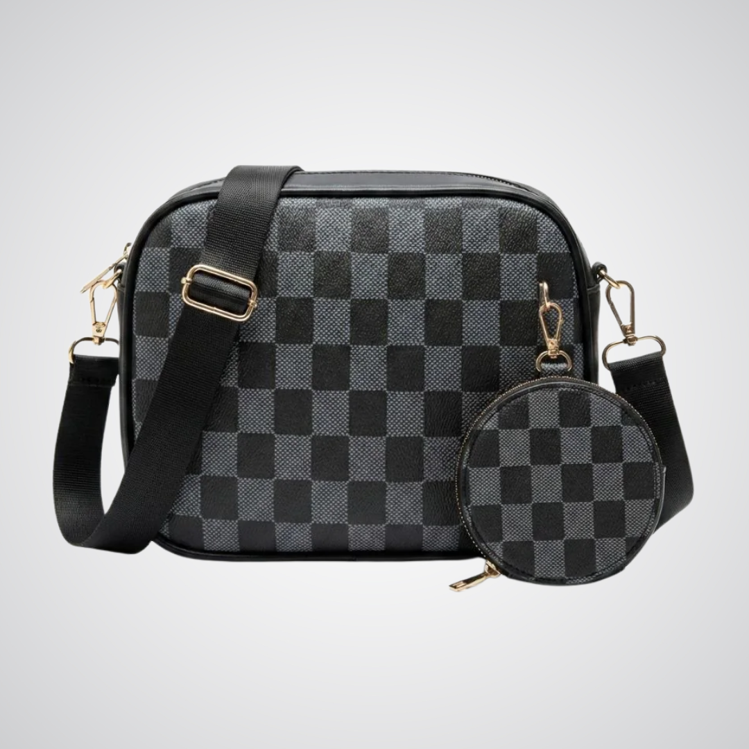 Checkered Coin Crossbody - Black