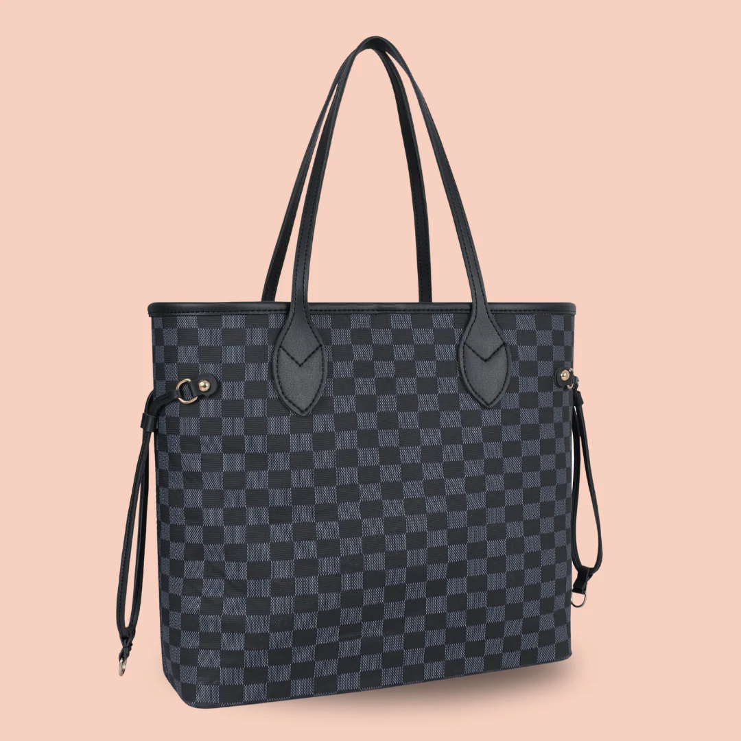 Duo Checkered Tote - Black
