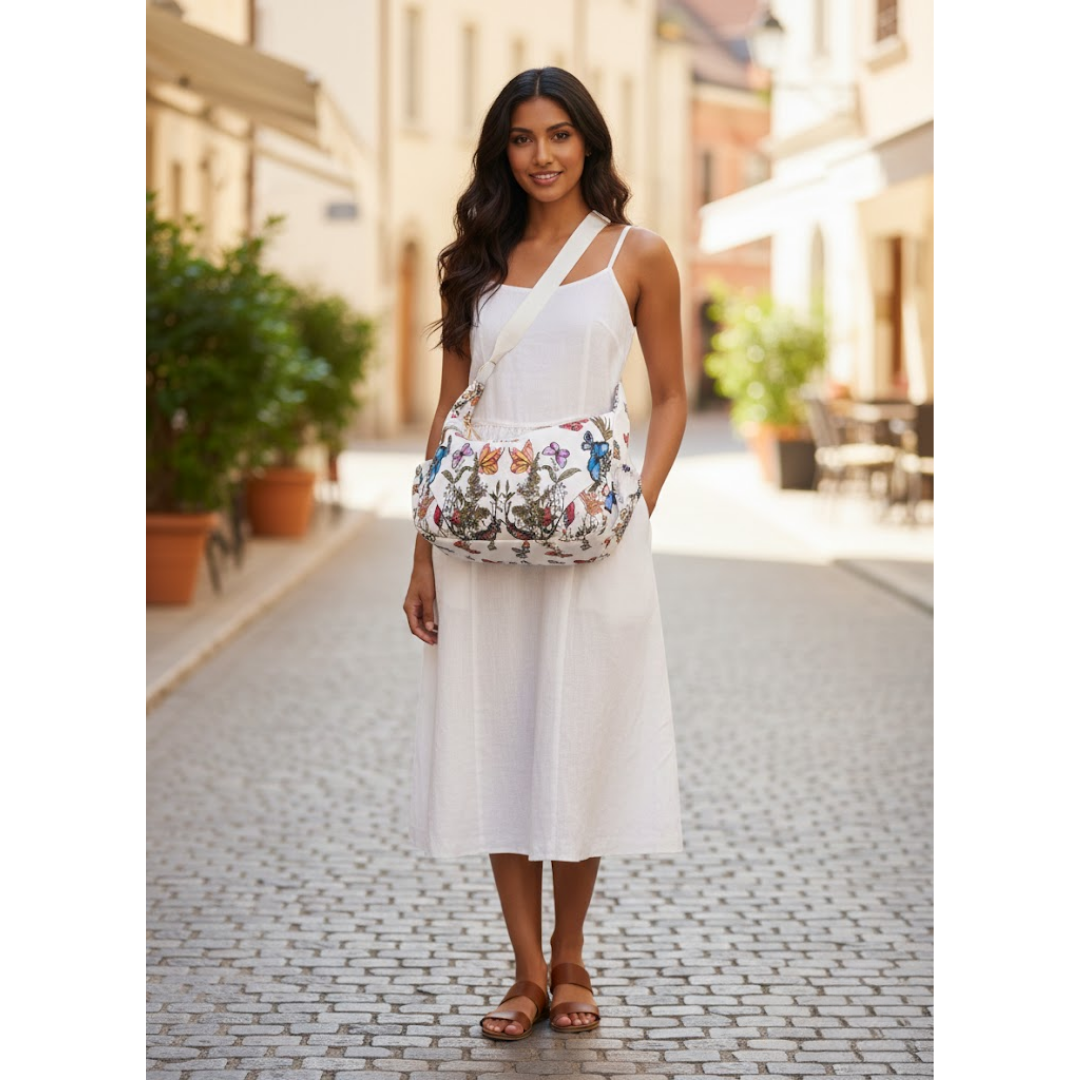 Hobo Butterly Bloom Handbag - White