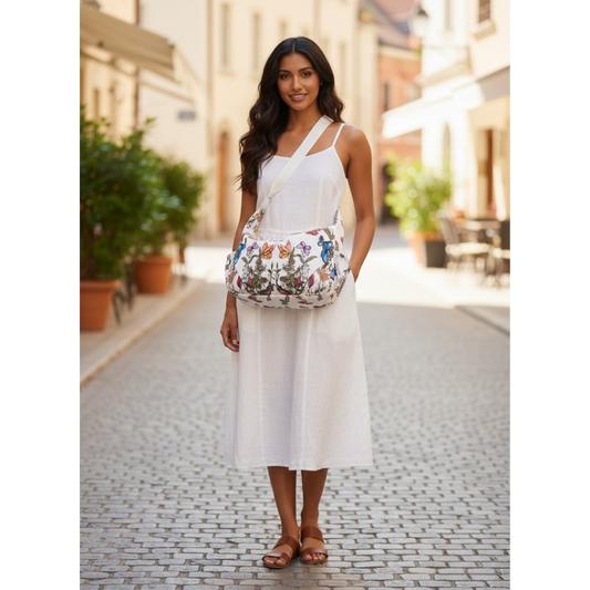 Hobo Butterly Bloom Handbag - White