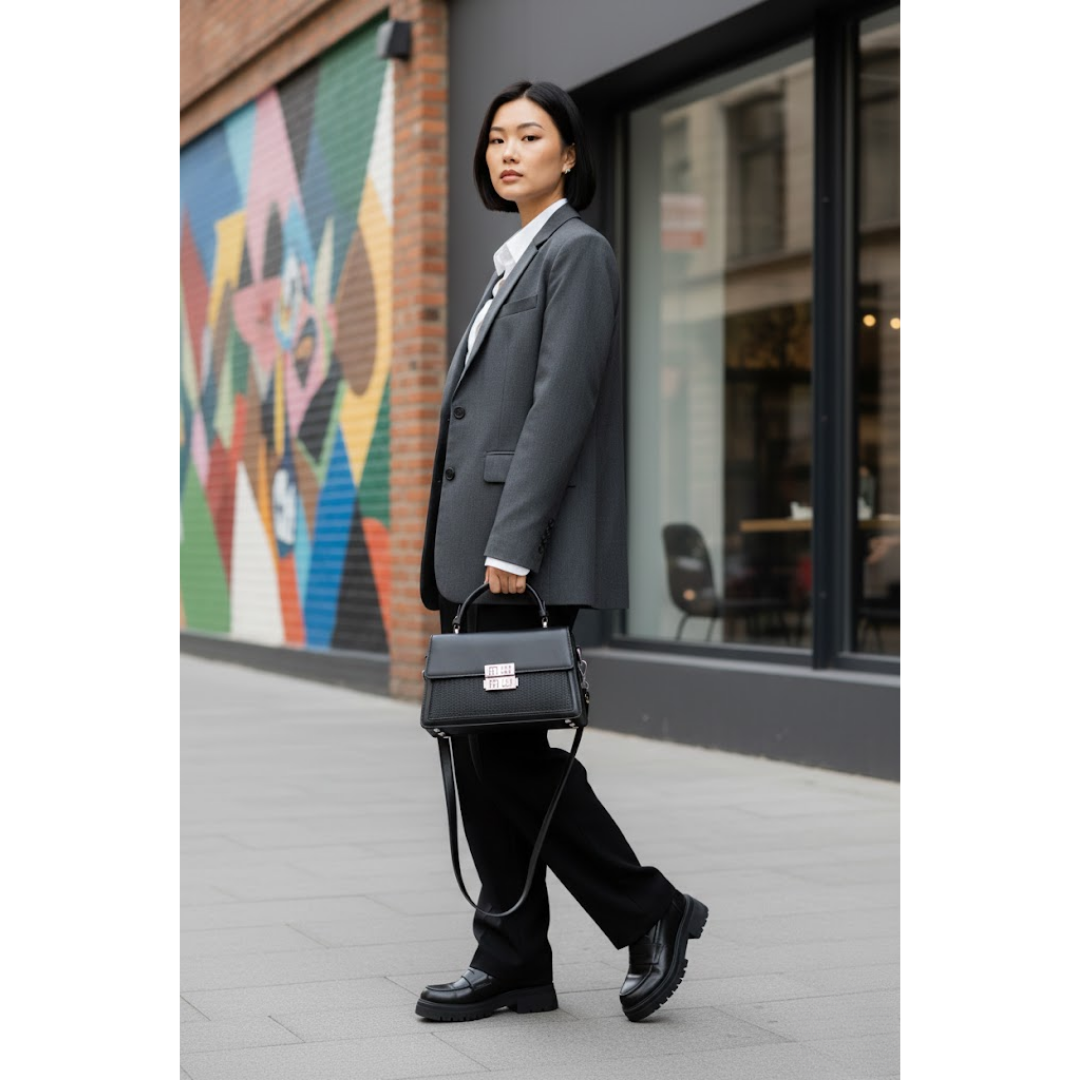 Imported Crossbody Bag - Full Black