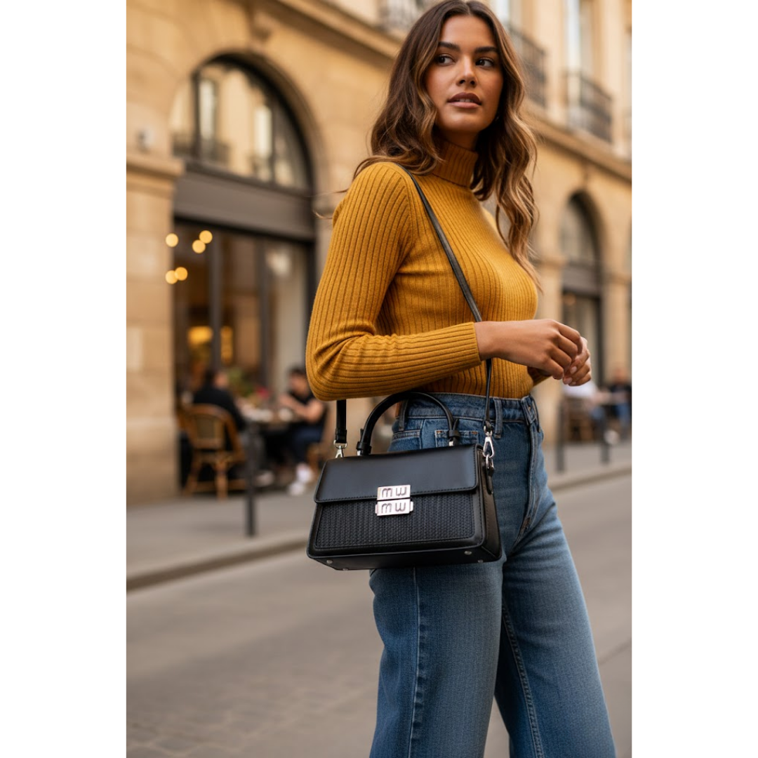 Imported Crossbody Bag - Full Black