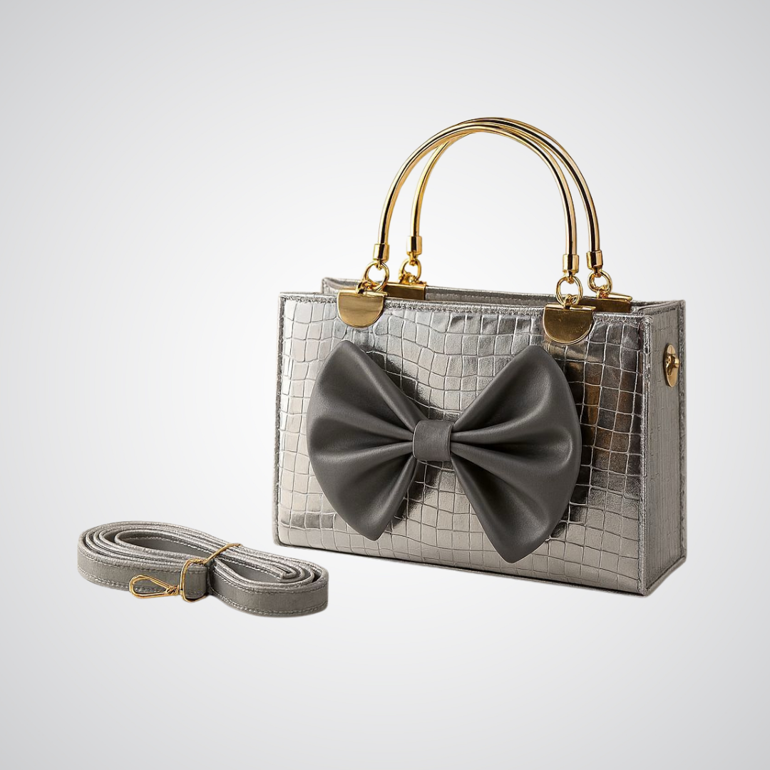 Bow Handbag - Grey