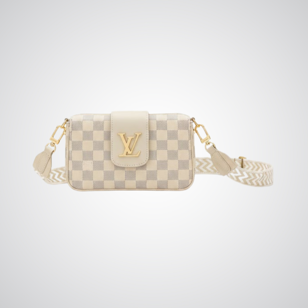 LV Checkered Crossbody Bag - Beige