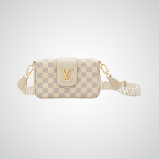 LV Checkered Crossbody Bag - Beige