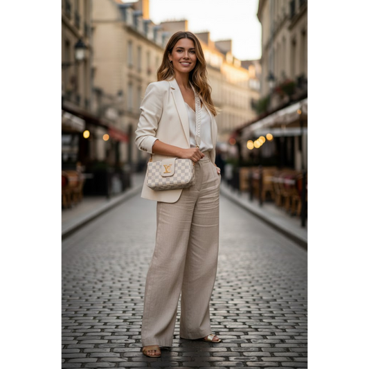 LV Checkered Crossbody Bag - Beige