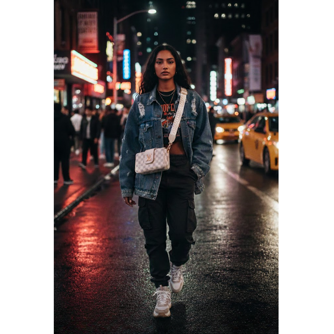 LV Checkered Crossbody Bag - Beige