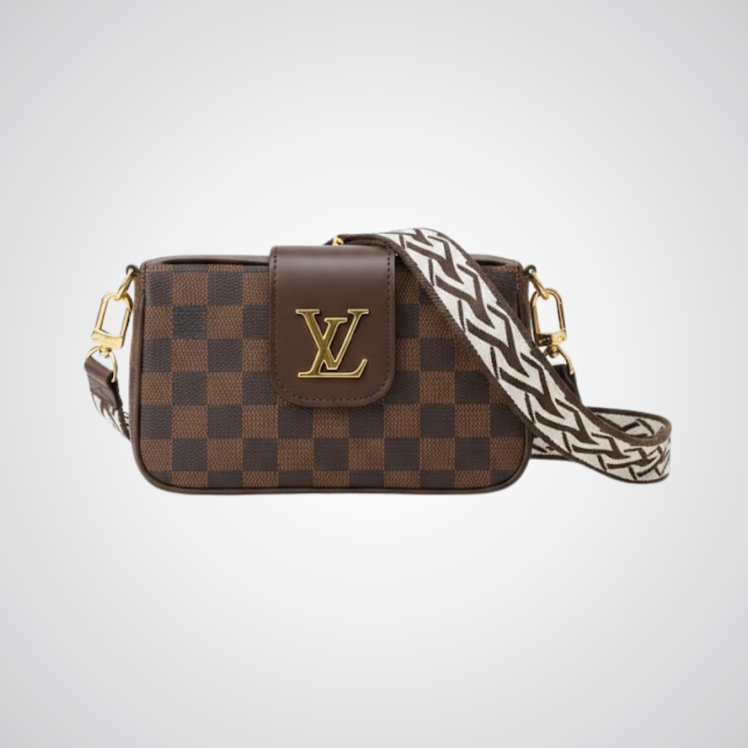LV Checkered Crossbody Bag - Brown
