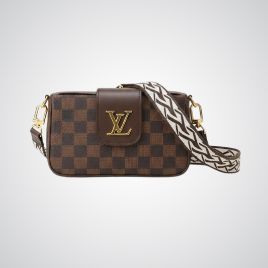 LV Checkered Crossbody Bag - Brown