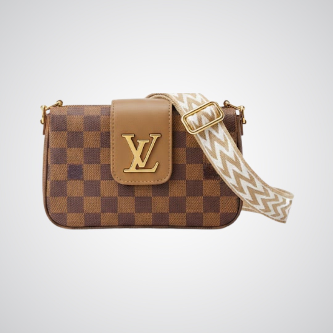 LV Checkered Crossbody Bag - Light Brown
