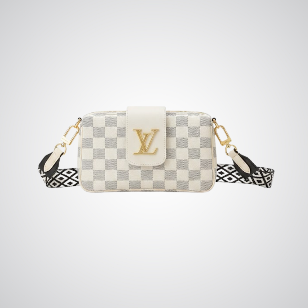 LV Checkered Crossbody Bag - White