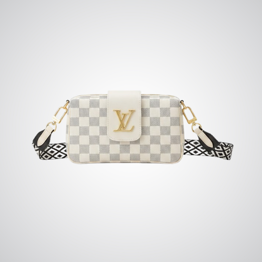 LV Checkered Crossbody Bag - White