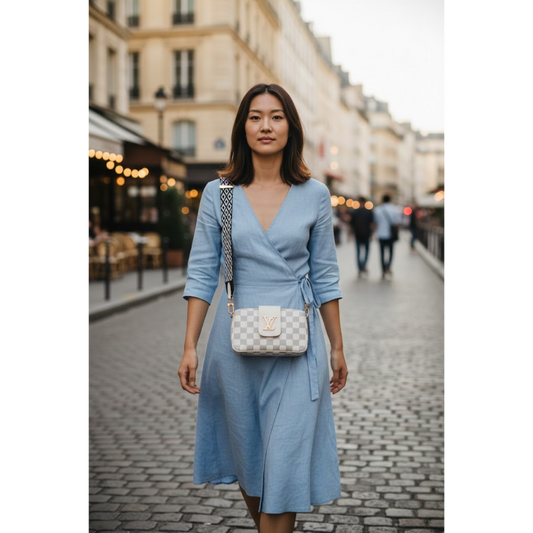 LV Checkered Crossbody Bag - White