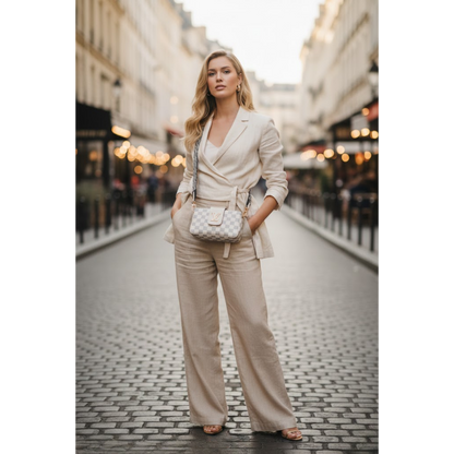 LV Checkered Crossbody Bag - White