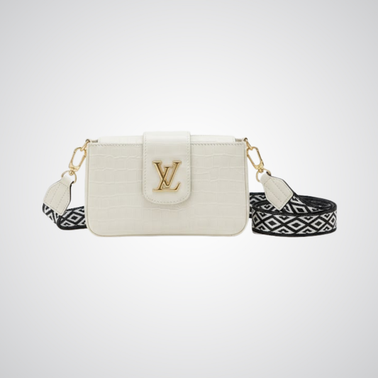 LV Textured Crossbody Bag - White