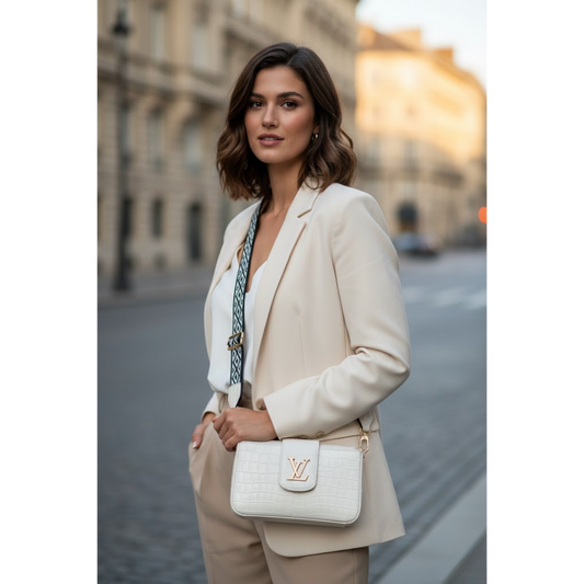 LV Textured Crossbody Bag - White