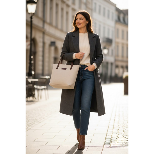 Luxe Grace Tote Bag - Beige