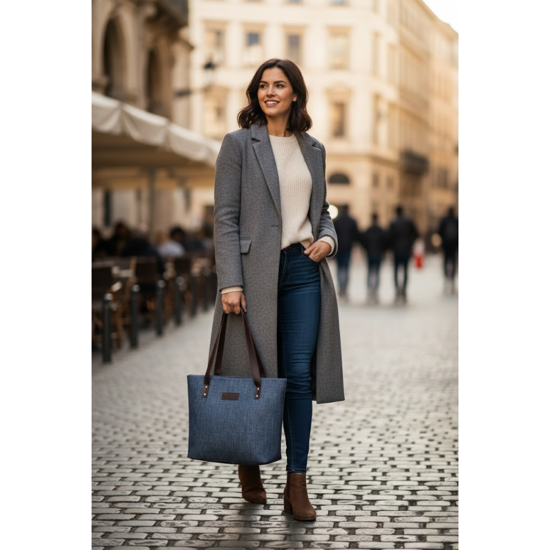 Luxe Grace Tote Bag - Blue