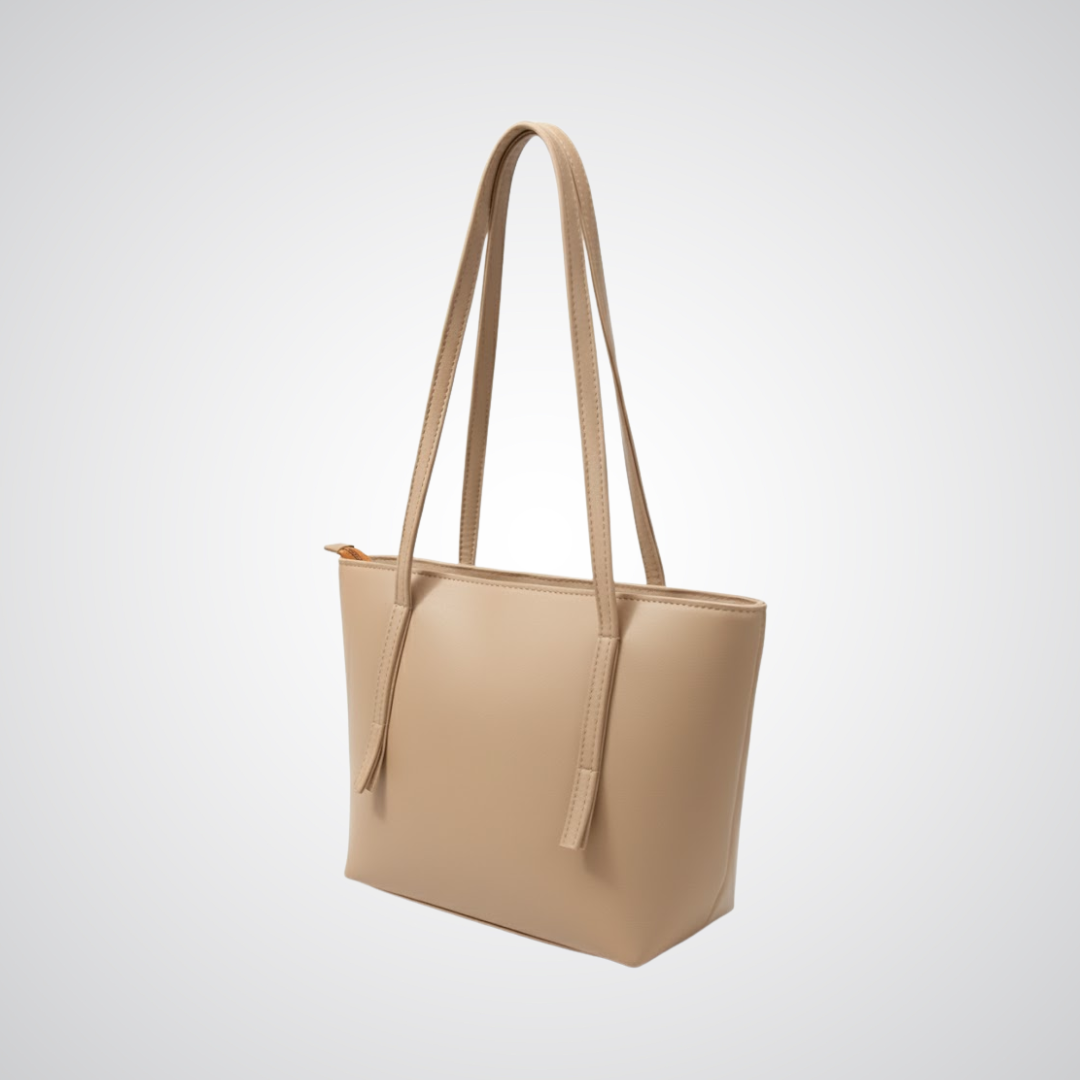 Matte Slim Strap Tote - Beige