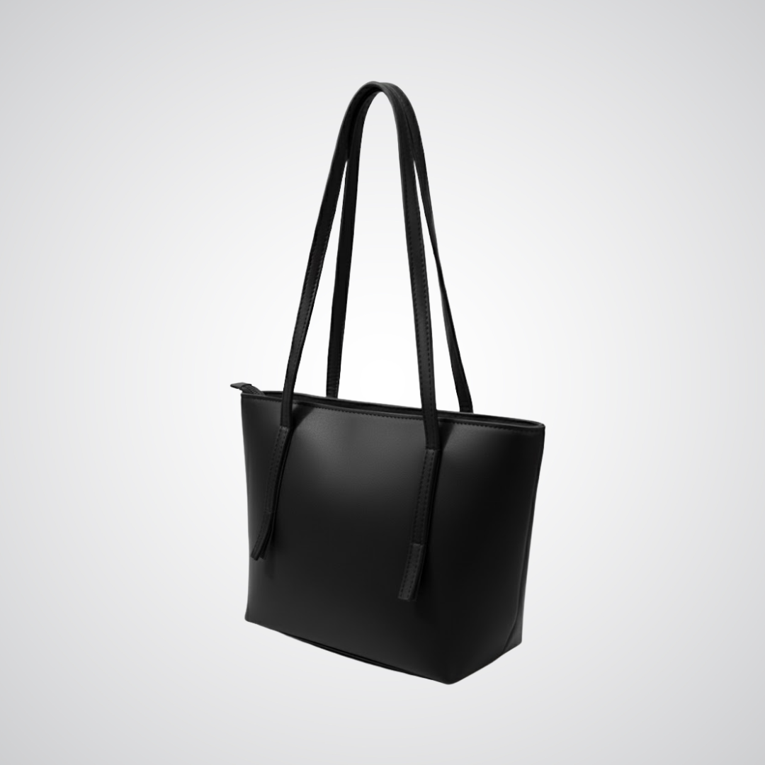 Matte Slim Strap Tote - Black