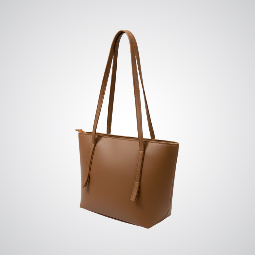 Matte Slim Strap Tote - Brown