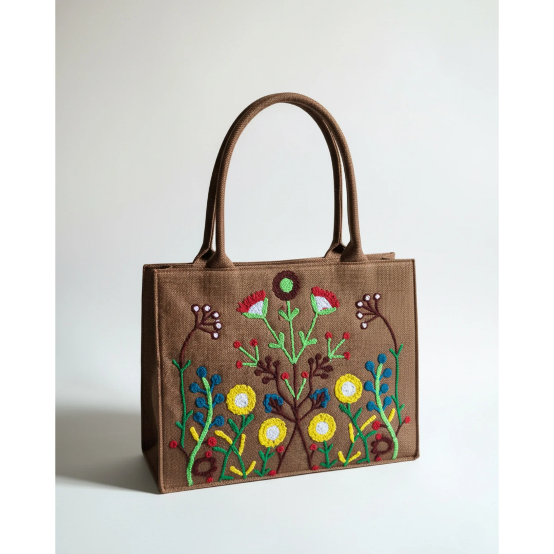 Mini Jute Tote - Brown