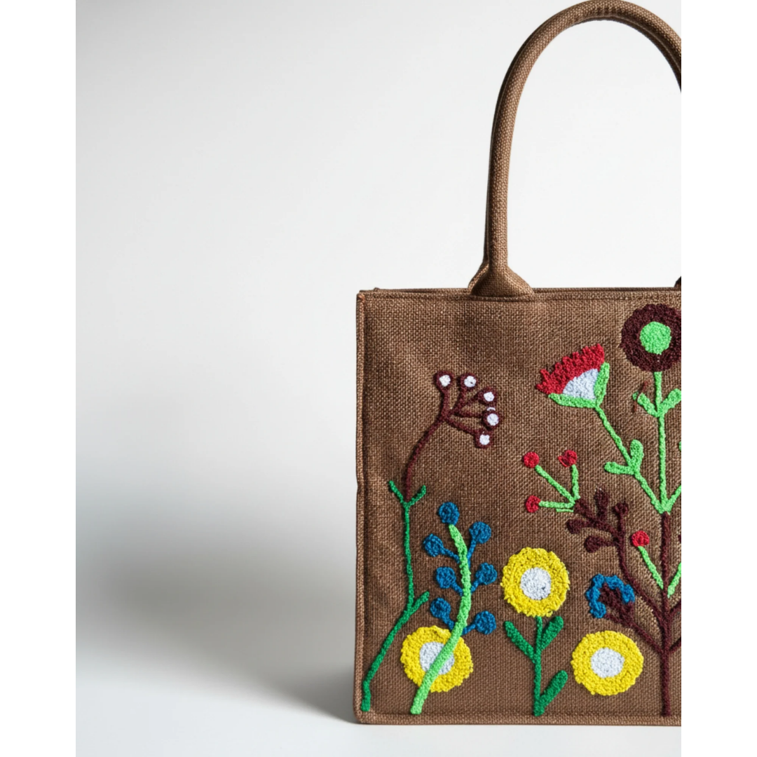 Mini Jute Tote - Brown