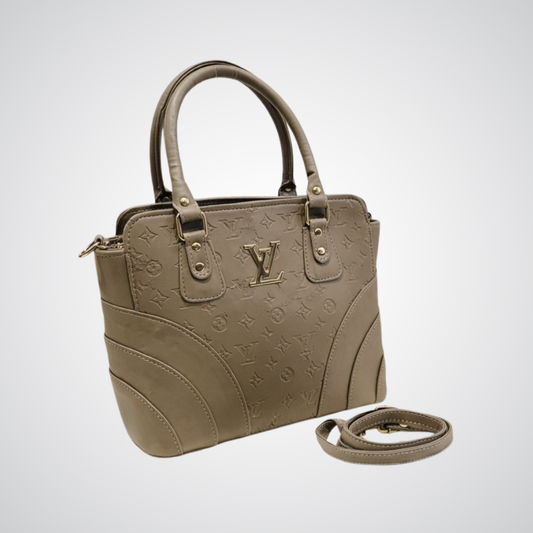 Pebbled Top-Handle Bag - Beige