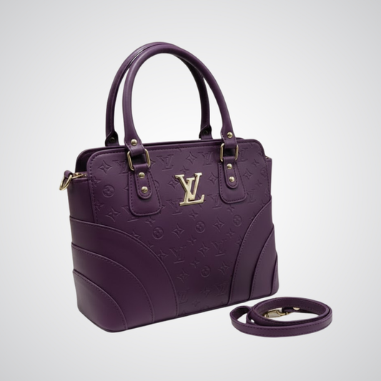 Pebbled Top-Handle Bag - Deep Purple