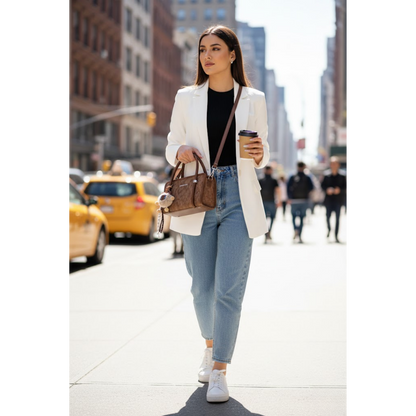 Premium Textured Handbag - Dark Brown