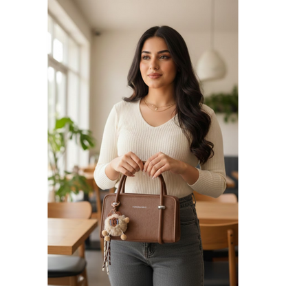 Premium Textured Handbag - Dark Brown